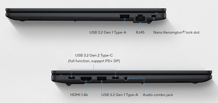 Asus ExpertBook B1'in harici bağlantıları (kaynak: Asus)