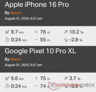GNSS karşılaştırması: Apple iPhone 16 Pro vs. Google Pixel 10 Pro XL