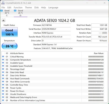 ADATA SE920 PCIe 4.0 x4 ile çalışır