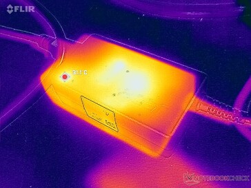 AC adaptör yük altında 31 C'nin üzerine ulaşır