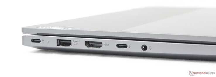 Sol: USB-C w/ PD 3.0 + DisplayPort 1.4 (10 Gbps), UAB-A (5 Gbps), HDMI (4K60), USB-C w/ Thunderbolt 4 + PD + DP 1.4, 3,5 mm kulaklık