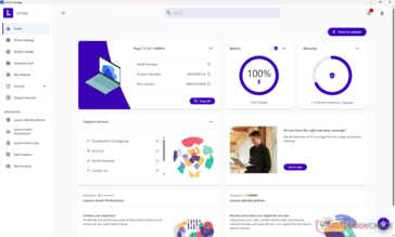 Lenovo Vantage ana ekranı