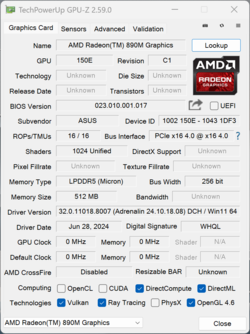 GPU-Z AMD Radeon 890M