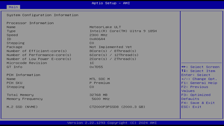 Geekom GT1 Mega - BIOS seçenekleri