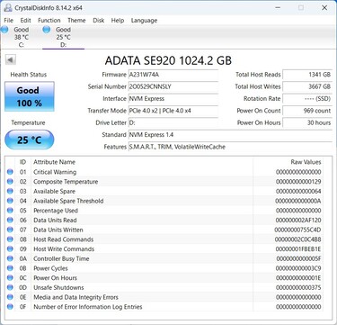 ADATA SE920, PCIe 4.0 x2 ile çalışır