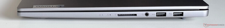 Sağ tarafta: SD kart okuyucu, 3,5 mm ses, USB-A 3.2 Gen 1 (5 GBit/s), USB-A 3.2 Gen 1 (5 Gbit/s, güçlendirilmiş)