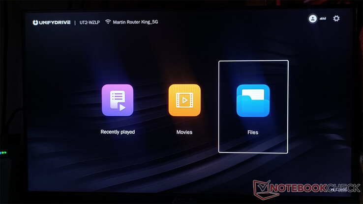 UnifyDrive UT2'nin ekran çıkış arayüzü (Resim kaynağı: Notebookcheck)