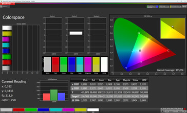 Renk alanı (Standart renk modu, beyaz dengesi D65, hedef renk alanı sRGB)