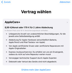 AppleCare+ bir seçenek olarak mevcuttur.