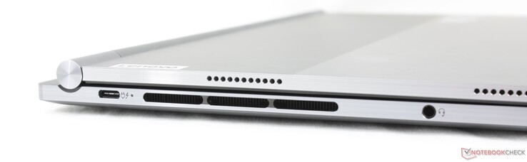 Sol (yalnızca Windows dizüstü bilgisayar modu): USB-C 4.0 + Thunderbolt 4, DisplayPort ve Güç Dağıtımı, 3,5 mm kulaklık